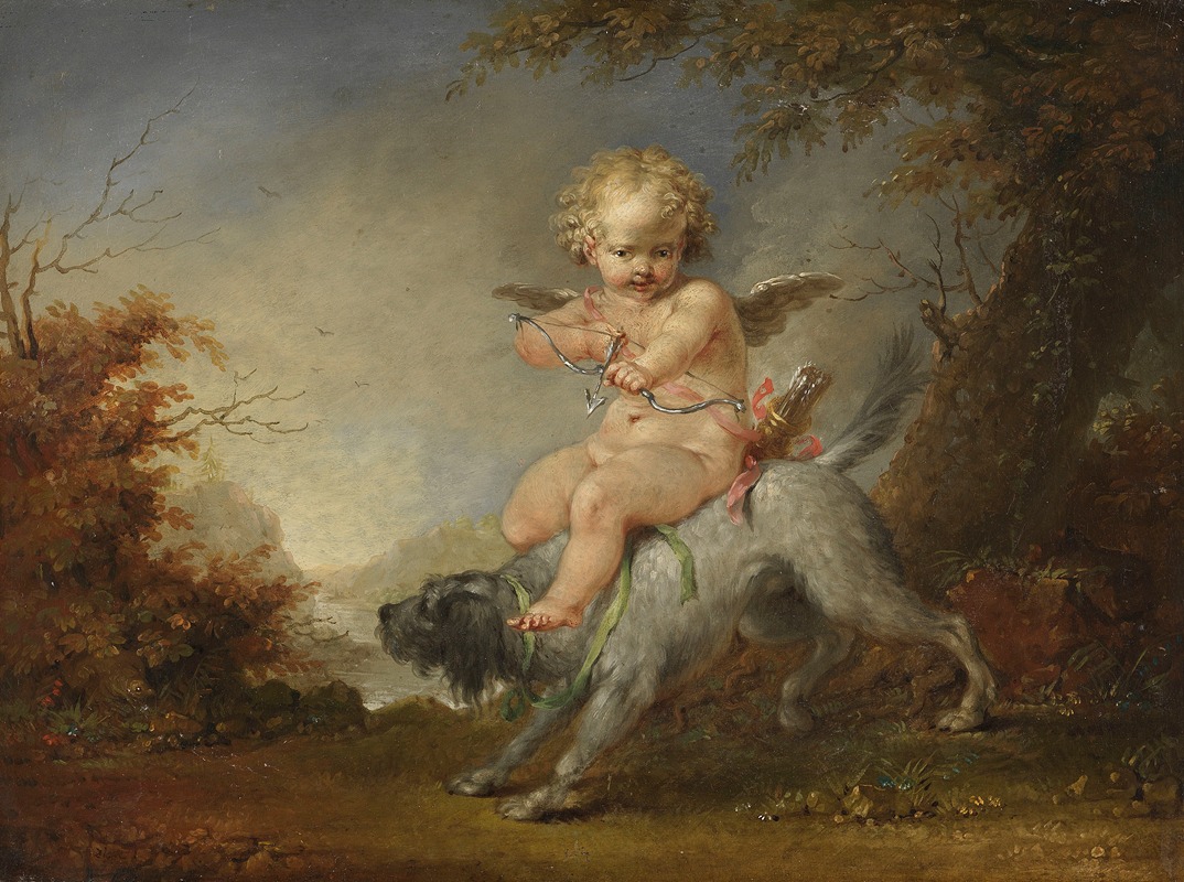 Januarius Zick - Cupid riding a dog