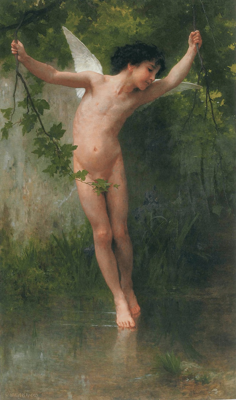 William Bouguereau - Cupid flying over water
