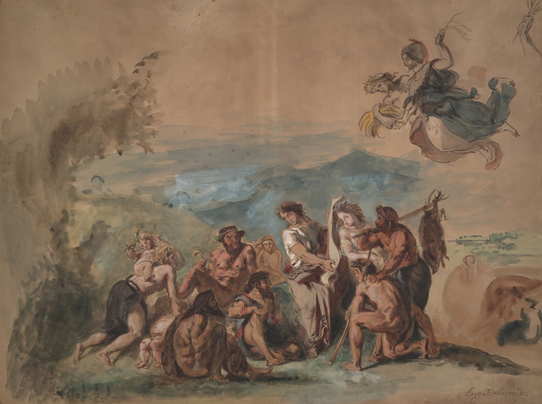 Eugène Delacroix - Orpheus Bringing Civilization to the Barbarian Ancestors of the Greeks