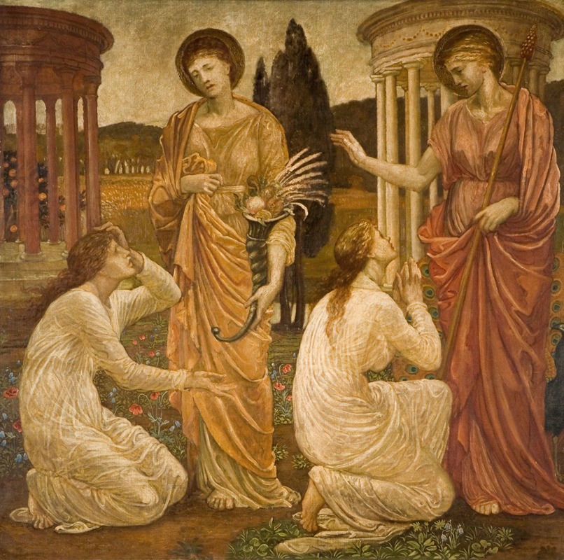 Sir Edward Coley Burne-Jones - Psyche at the Shrines of Juno and Ceres