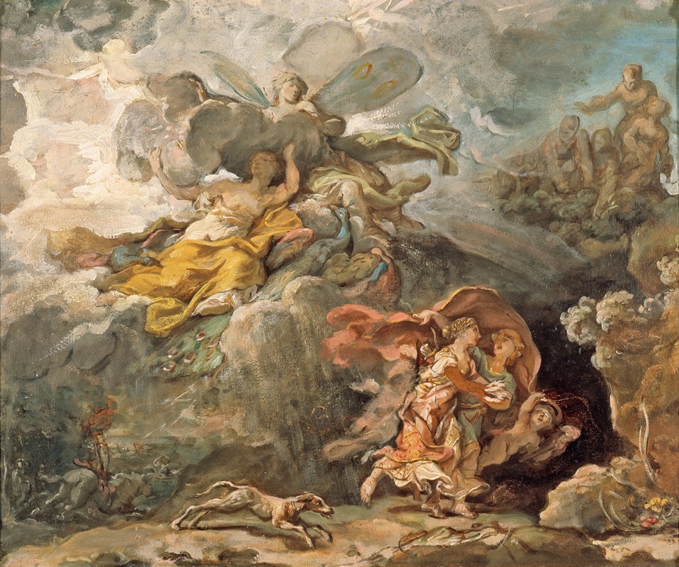Jean Bernard Restout - Aeneas and Dido Fleeing the Storm