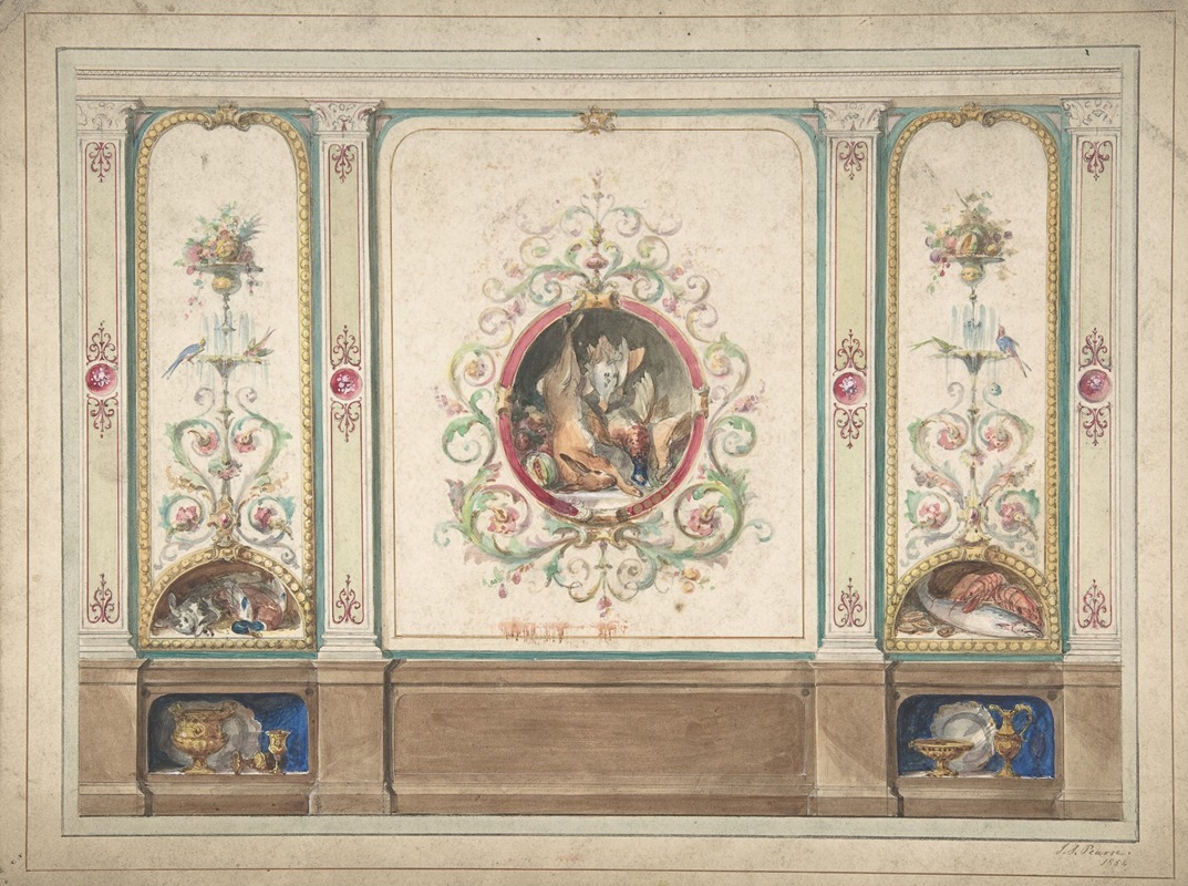 J. S. Pearse - Design for Decorative Panels with Hunting Scenes Inset