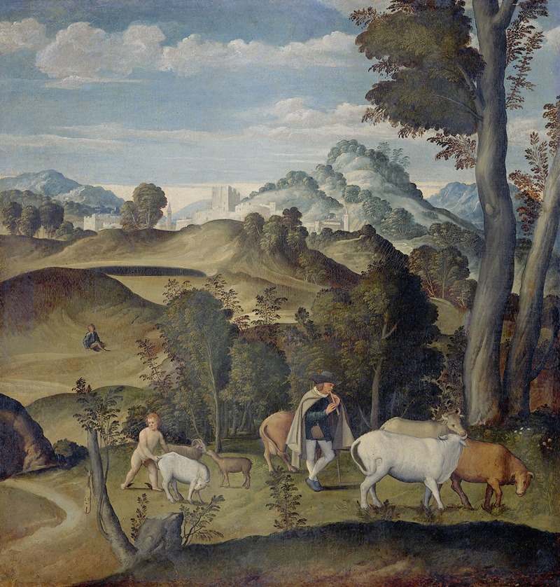 Girolamo da Santacroce - The Young Mercury Stealing Cattle from the Herd of Apollo