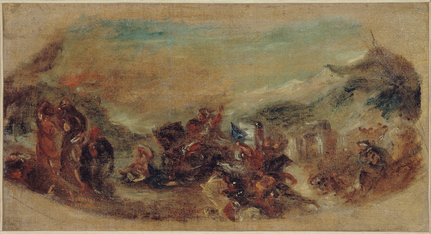 Eugène Delacroix - Attila suivi de ses hordes barbares foule aux pieds l’Italie et les Arts