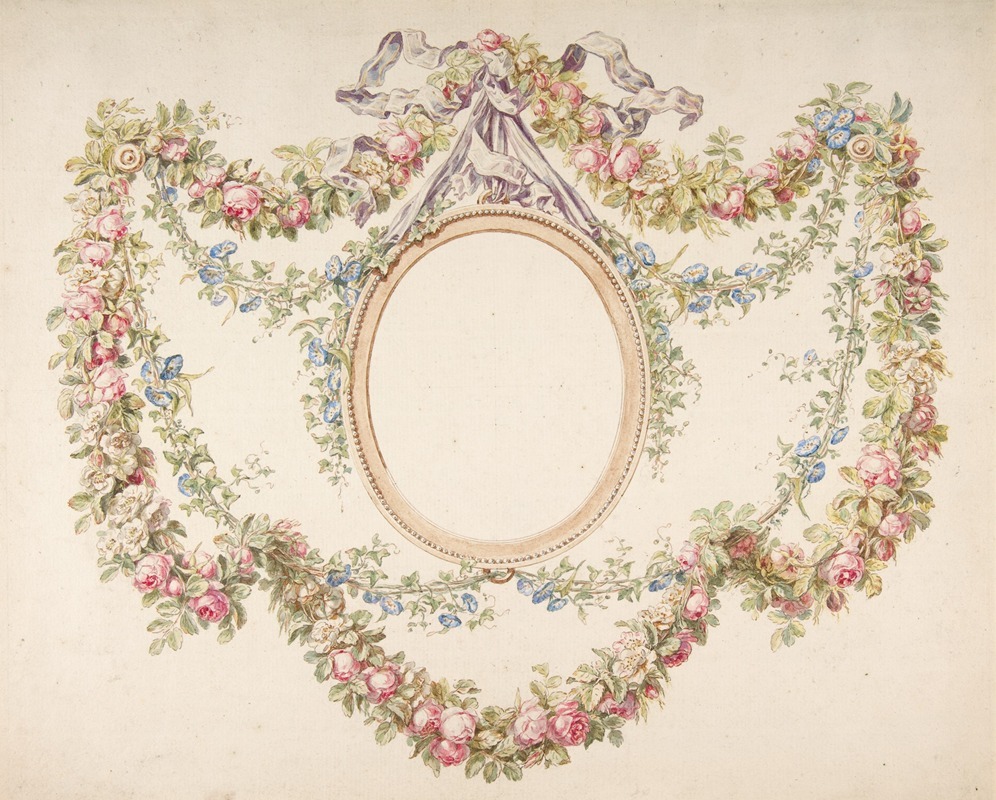 Jean-Baptiste Pillement - Floral Swags Framing an Empty Oval