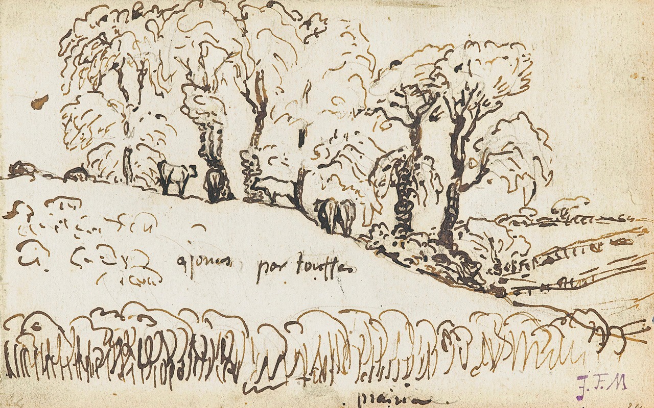 Jean-François Millet - Cows under trees near Gruchy