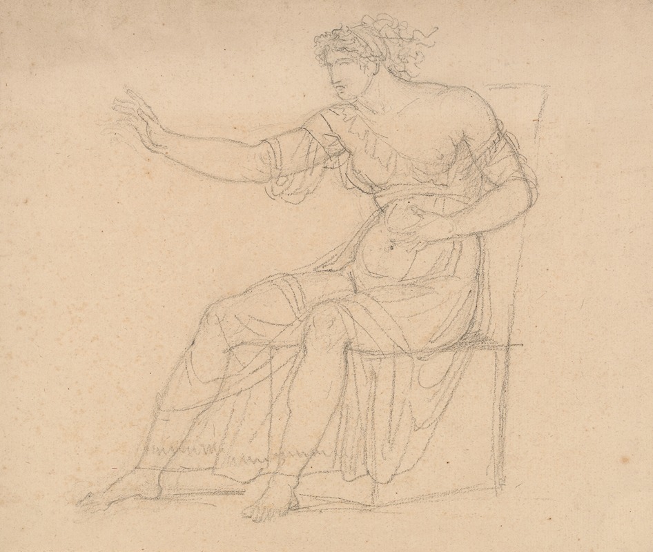 Jean-Henri Fabre - A Seated Classical Female Figure