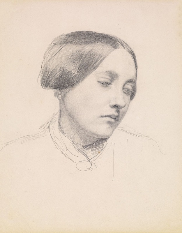 Female - Study of a Girl's Head by Sir John Everett Millais - Artvee