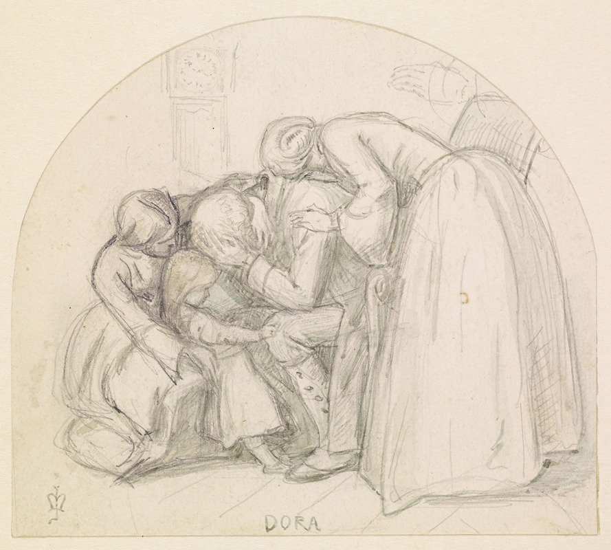 Sir John Everett Millais - Tennyson’s Dora – Study of Mary, Child and Dora comforting their Father