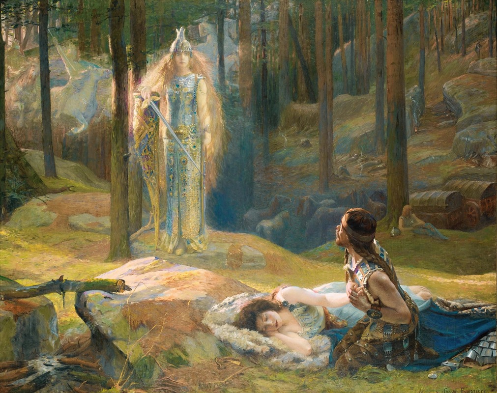 Gaston Bussière - La Révélation, Brünnhilde découvrant Sieglinde et Siegmund