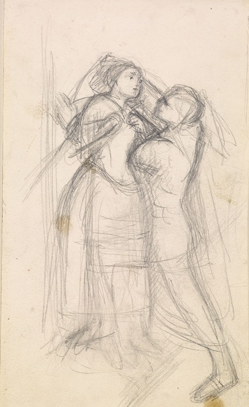Sir John Everett Millais - The Escape of a Heretic – Sketch of the Girl and her Lover
