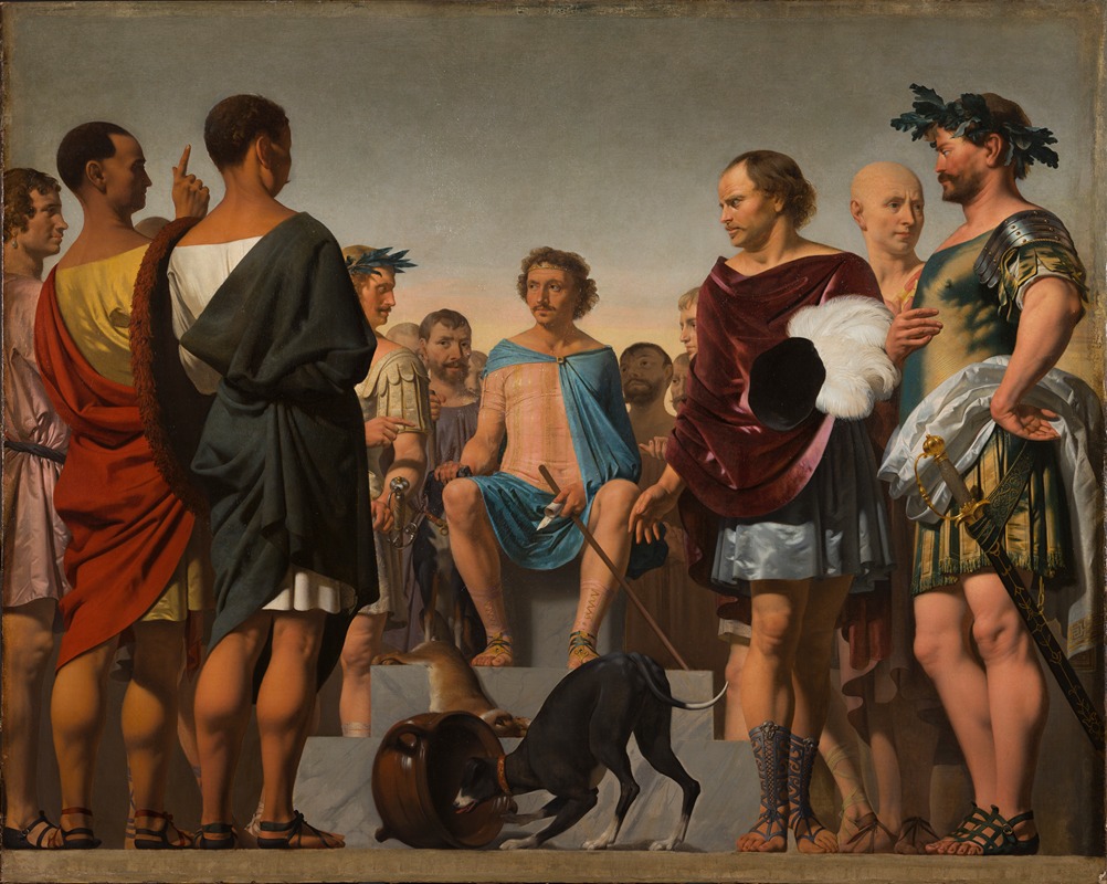 Caesar Van Everdingen - Lycurgus, the Spartan, demonstrates the importance of good education by comparing the behaviour of two dogs