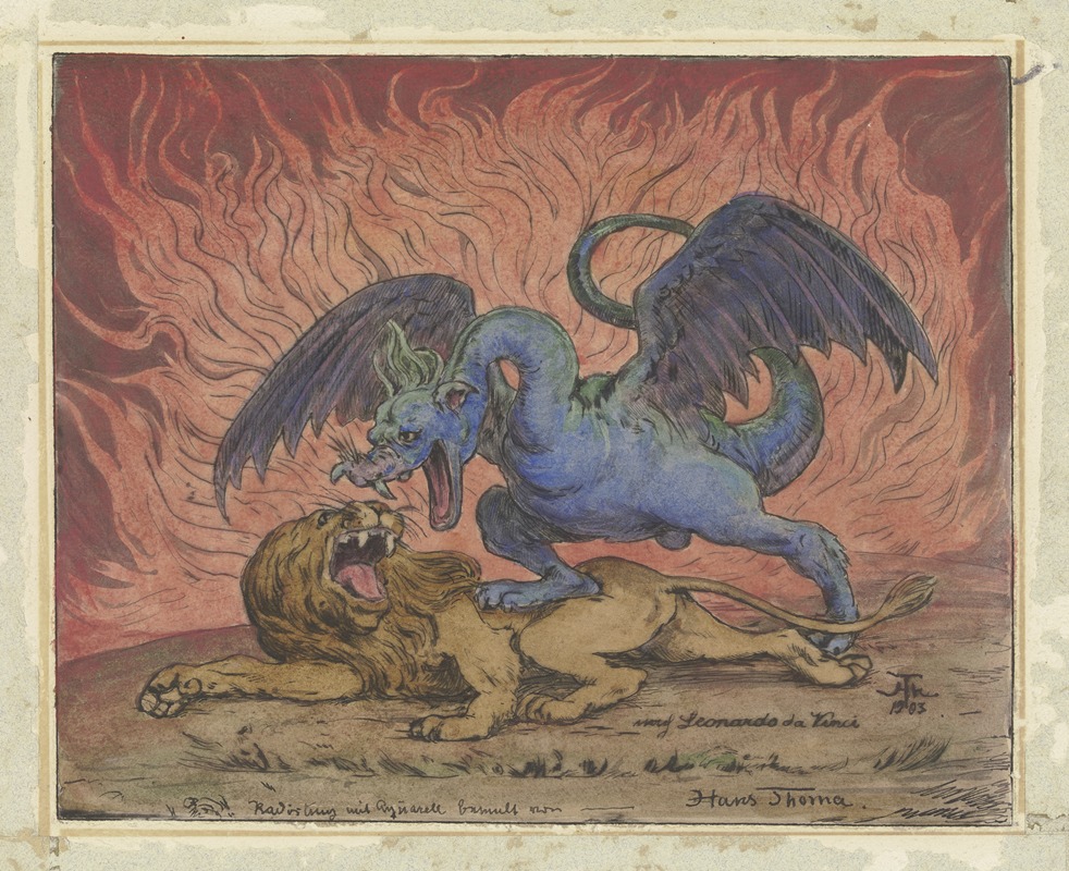 Hans Thoma - Dragon and Lion