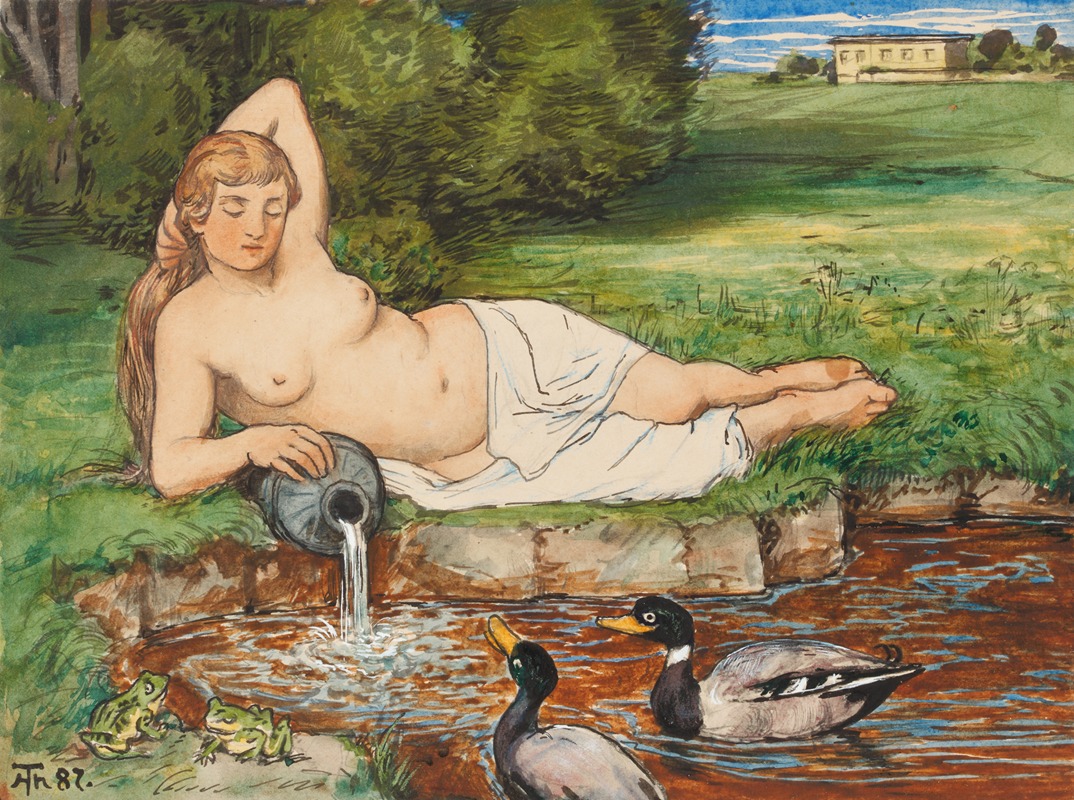 Hans Thoma - Nymph by a Brook
