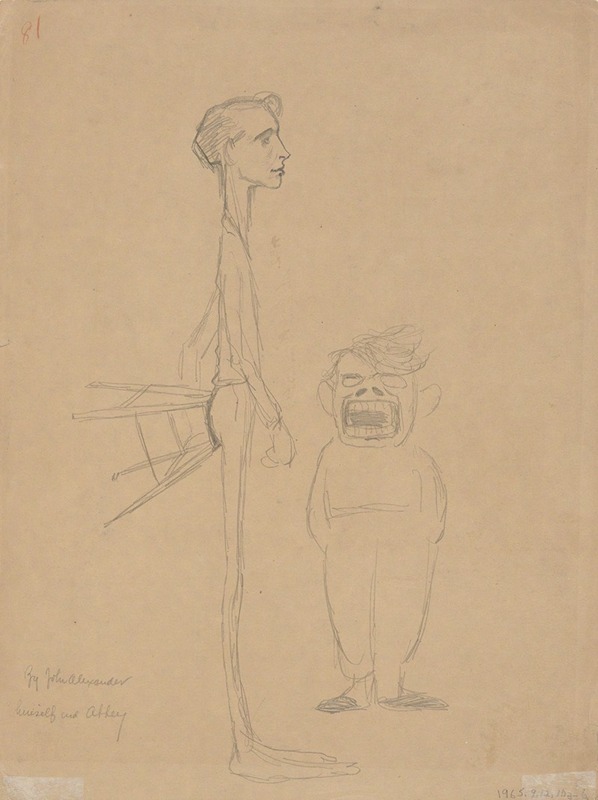 John White Alexander - Caricature of Himself and of E. A. Abbey