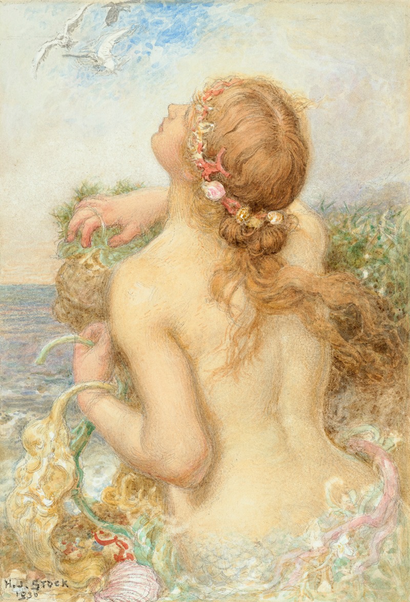 Henry John Stock - Mermaid rising from the sea