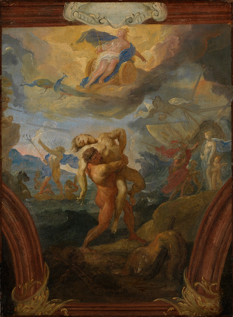Johann Michael Rottmayr - Herkules und Antäus, am Himmel Juno auf ihrem Wagen