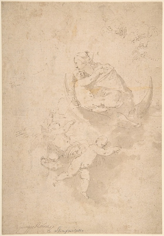 Jusepe de Ribera - Virgin and Child on Crescent Moon with Putti