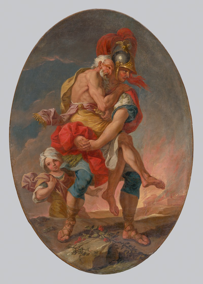 Johann Heinrich Schönfeld - Aeneas Rescues Anchises from Burning Troy