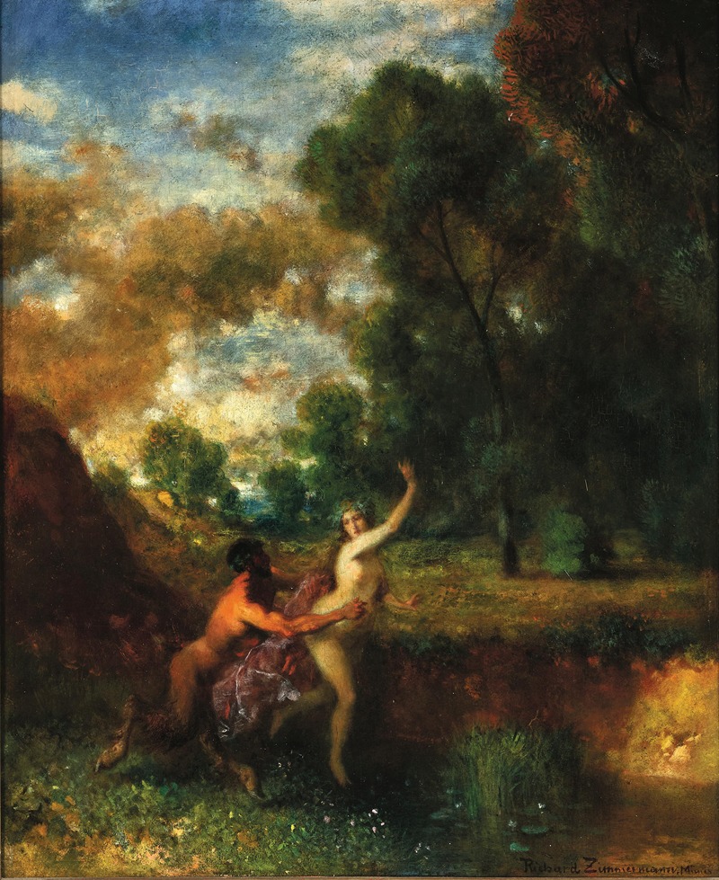 August Richard Zimmermann - A Faun and a Nymph