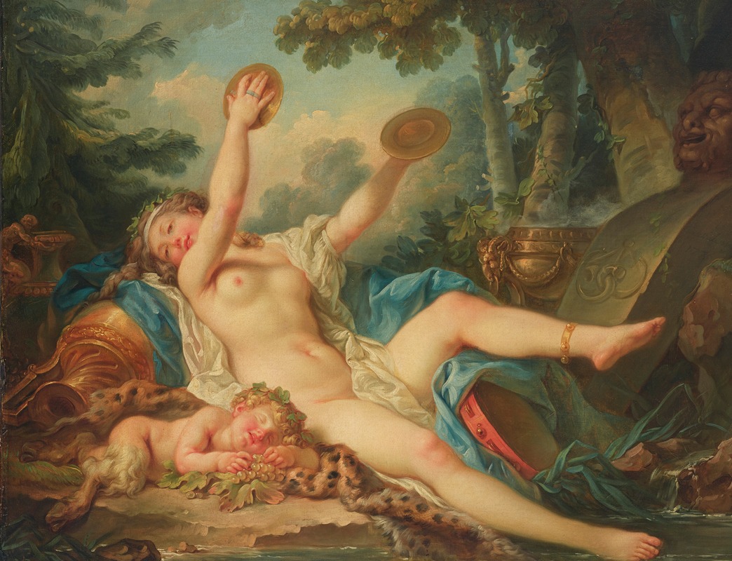 Jean-Simon Berthélemy - Reclining Bacchant Playing The Cymbals