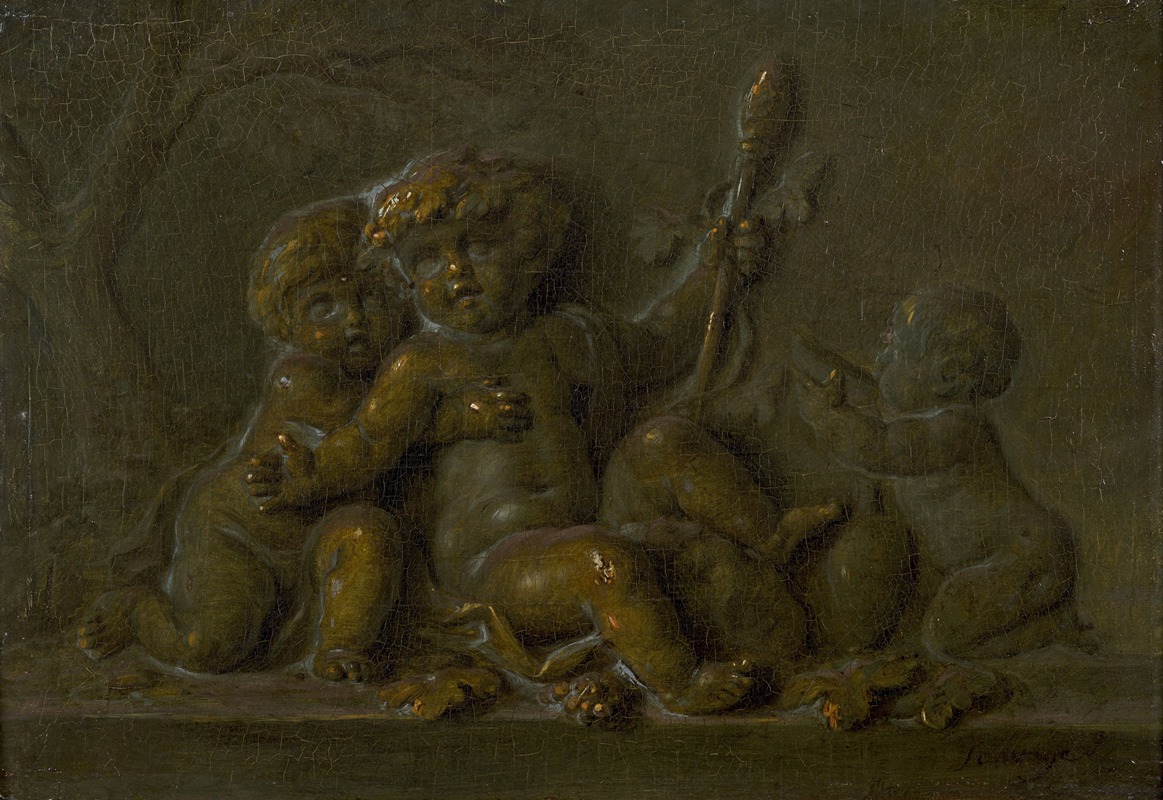 Piat Joseph Sauvage - The infant Bacchus and two putti