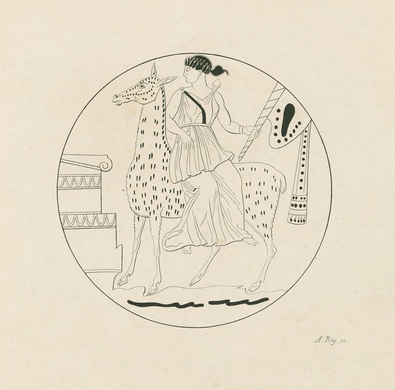 A. Rey - Diana mounted on a hind before a funerary altar