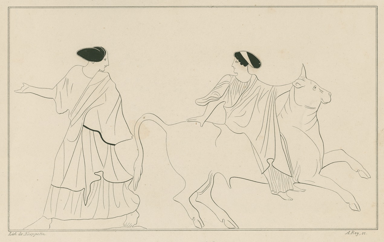 A. Rey - Europa and the bull, with the nymph Phoenicé.