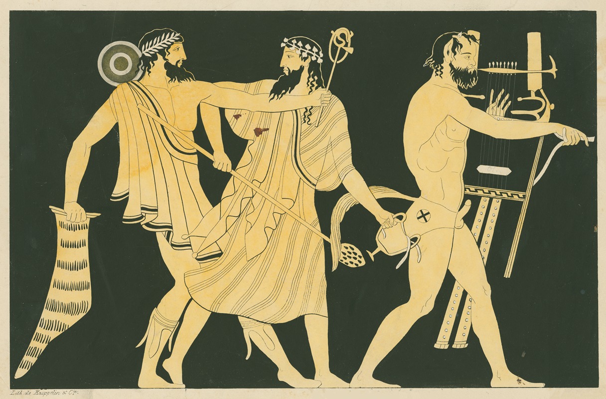 A. Rey - The return of Hephaestus to Olympus, with Dionysus and satyr