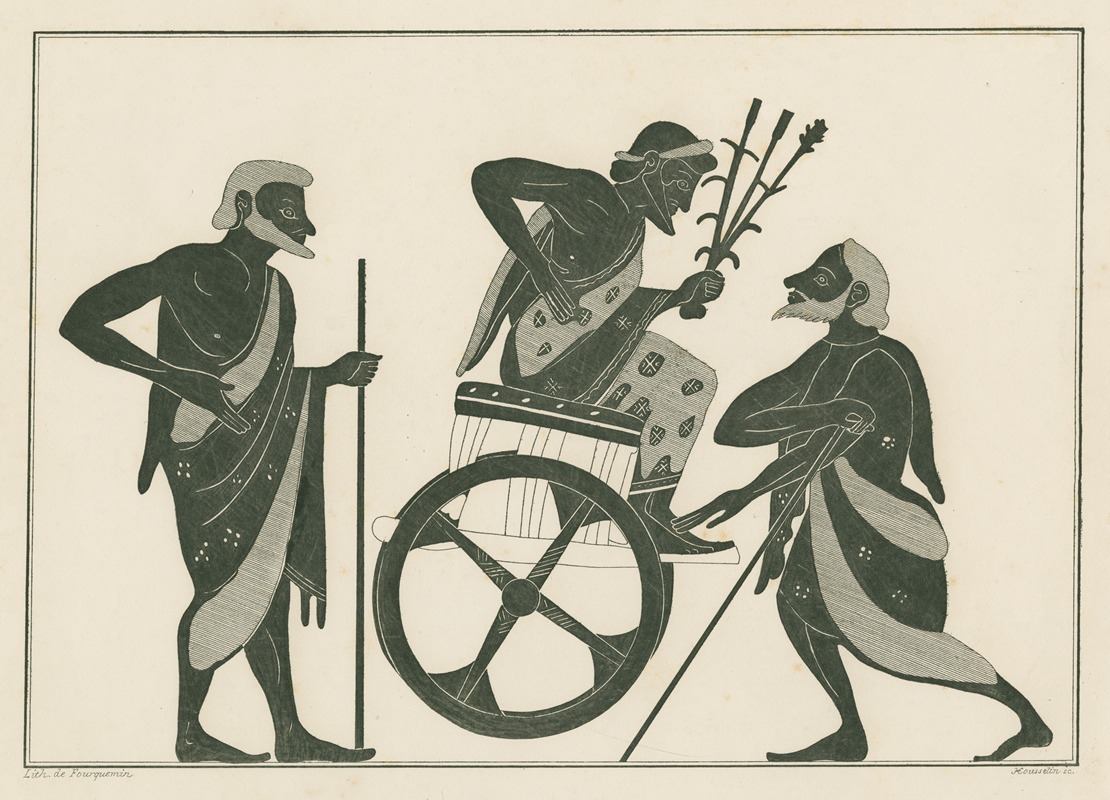 Alexis Louis Pierre Housselin - Triptolemus seated in his chariot, flanked by two men