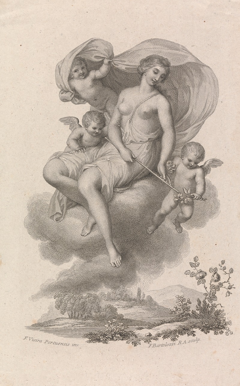 Francis Vieira - Venus with three Cupids in the Sky