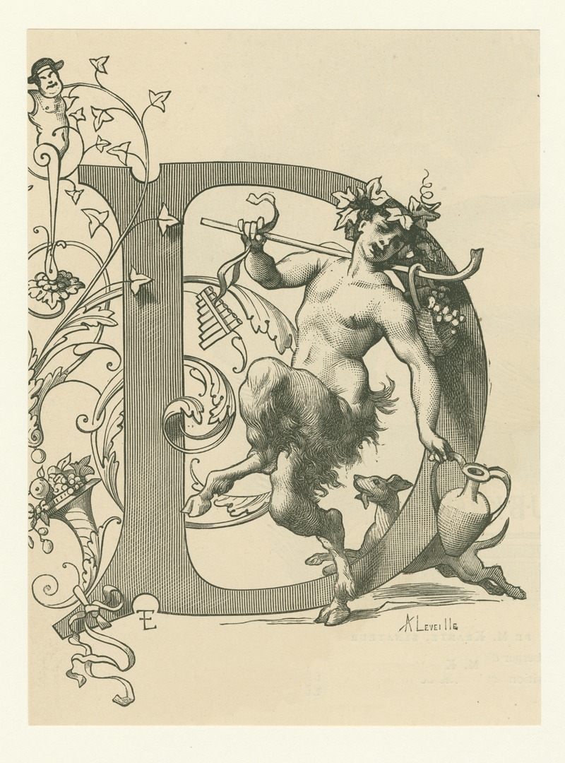 François Emile Ehrmann - Initial ‘D’ with satyr