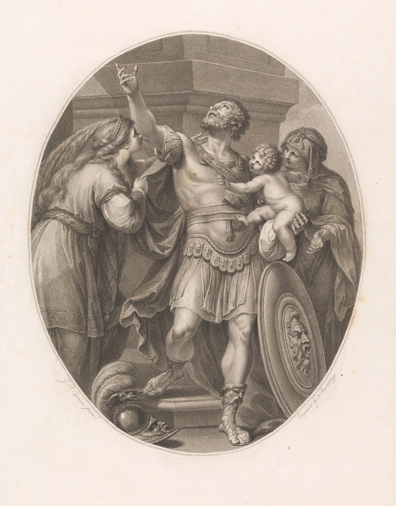 Giovanni Battista Cipriani - Gaius Marcius Coriolanus, Holding His Son, While His Mother, Volumnia, and Wife, Virgillia, Plead with Him