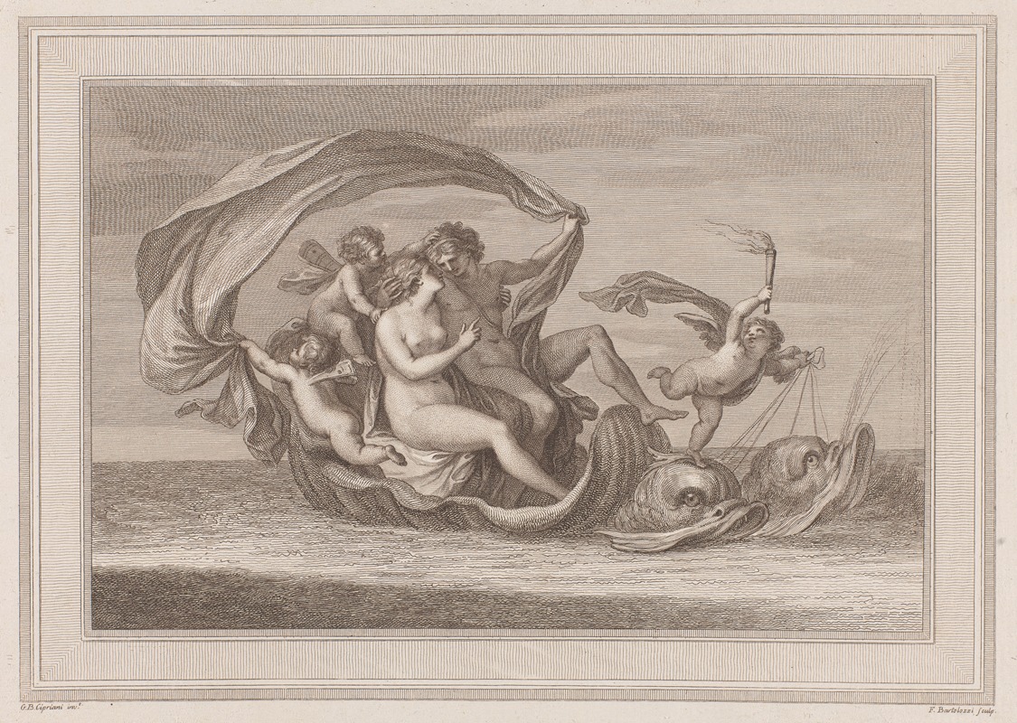 Giovanni Battista Cipriani - Neptune And Galatea Riding In A Shell, Driven By Dolphins