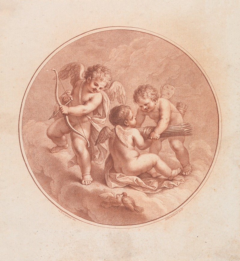 Giovanni Battista Cipriani - Three Cupids With Bows & Arrows, And Two Doves