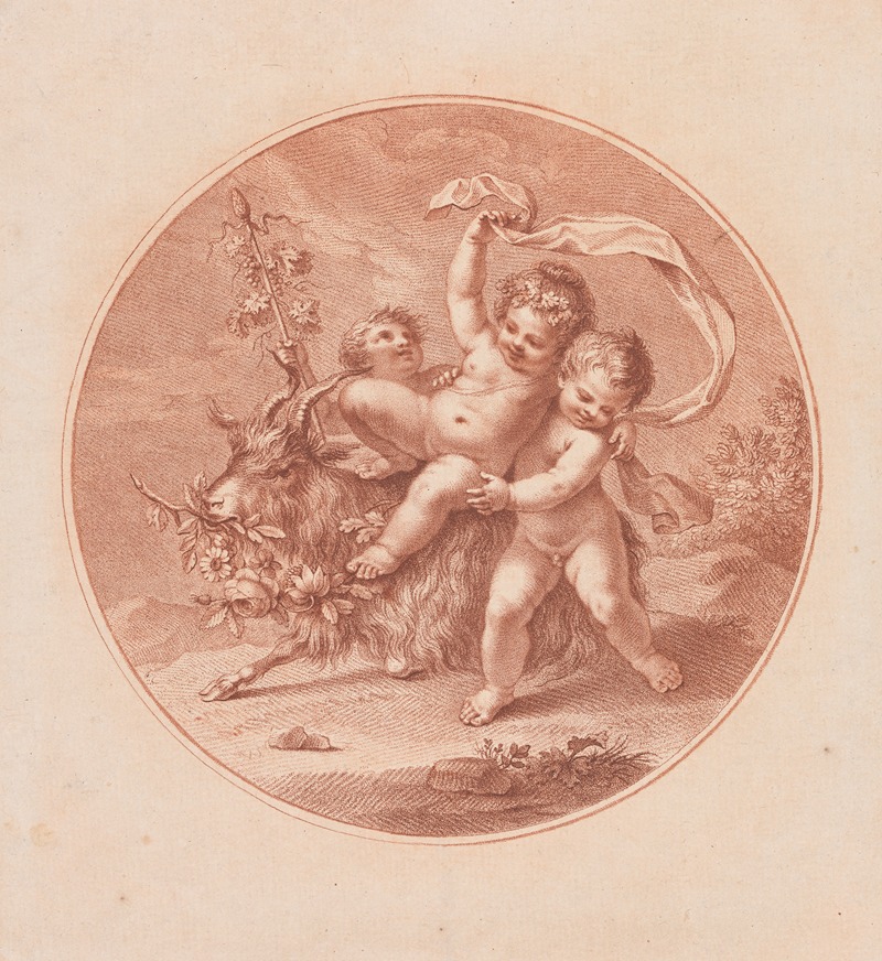 Giovanni Battista Cipriani - Three Putti And A Goat