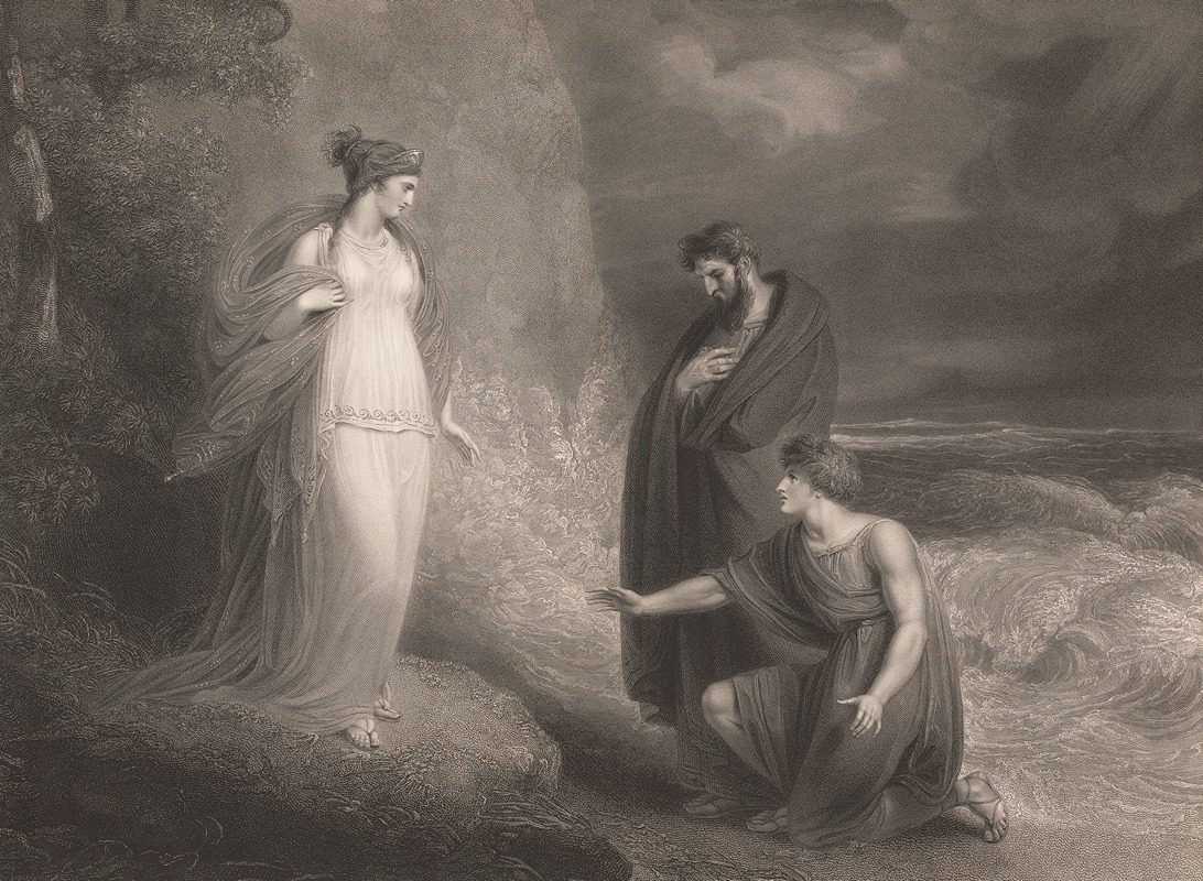 Richard Westall - Telemachus and Mentor Discovered by Calypso