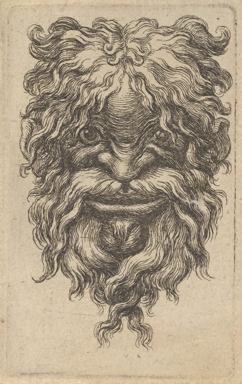 François Chauveau - Mask with Curly Hair, a Long Mustache and a Loosely Twisted Beard