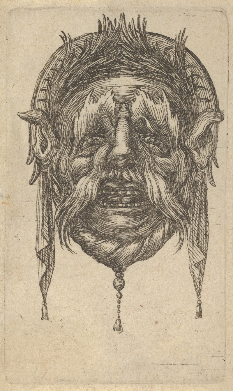 François Chauveau - Mask with Long Eyebrows and Mustache and a Headdress with Dangling Cloth