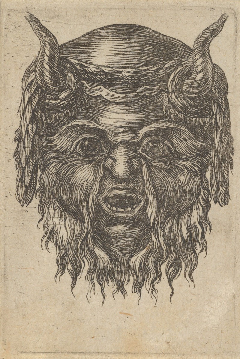 François Chauveau - Satyr Mask with a Laurel Wreath Draped Over the Horns