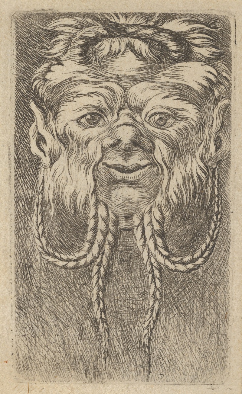 François Chauveau - Satyr Mask with Overlapping Horns and Four Braided Strands of Beard