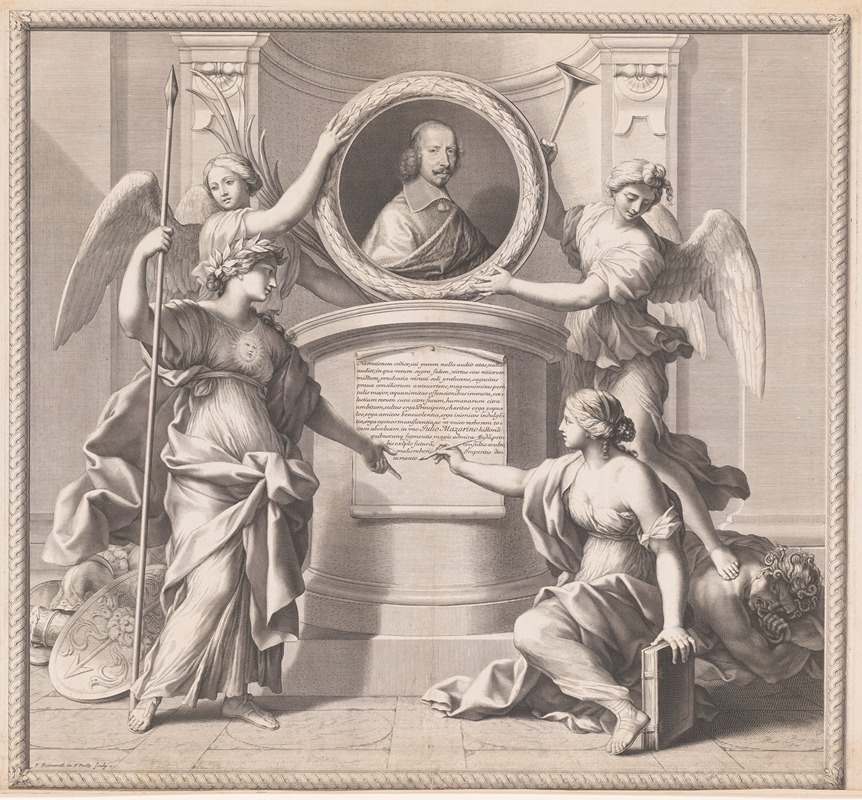 Francois de Poilly - Allegorical portrait of Giulio Raimondo Mazarino