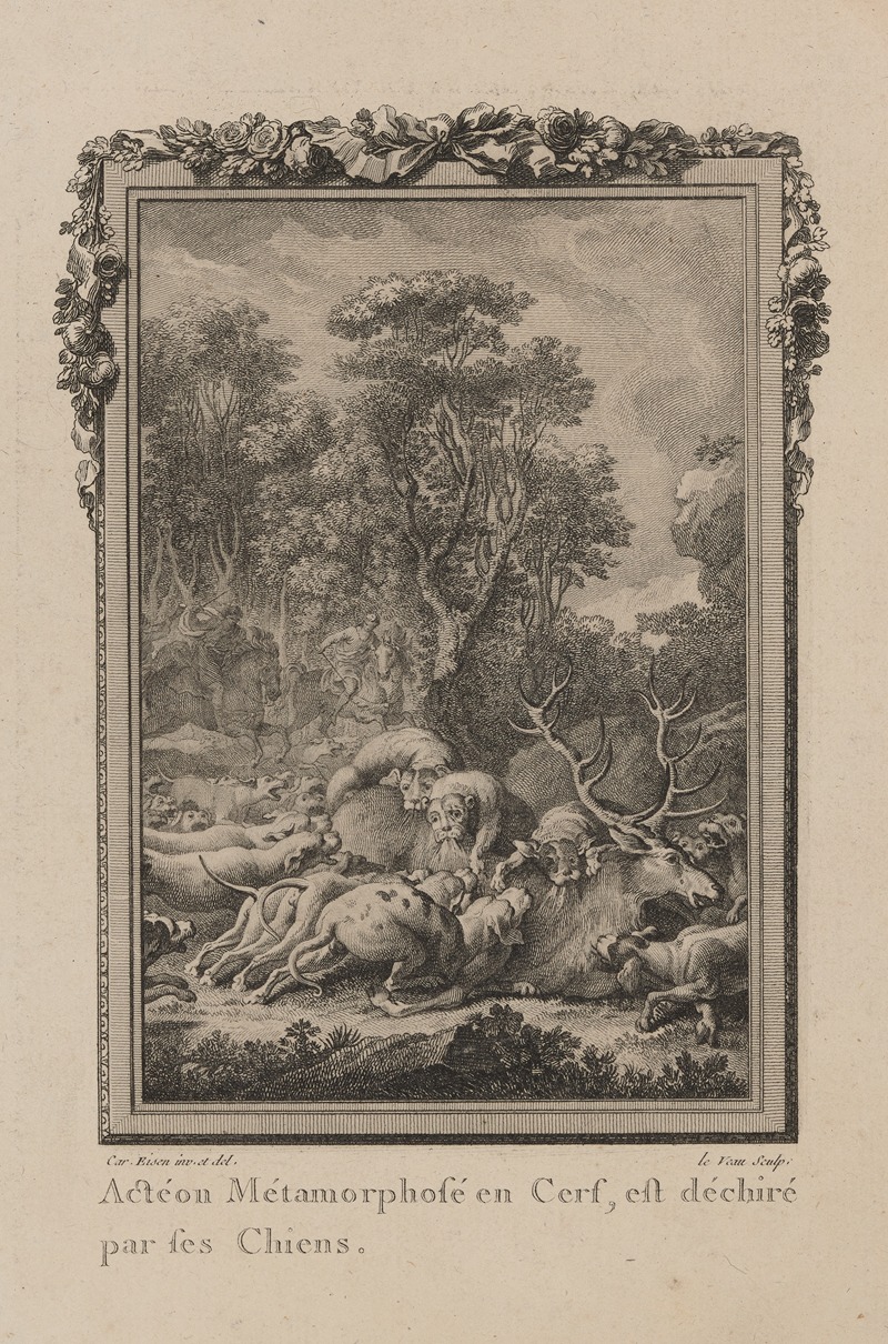 Jean Jacques Le Veau - Acteon transforms into a stag, and is devoured by his dogs