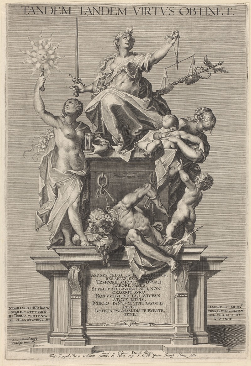 Lucas Kilian - Allegory of Virtue with Justice (Justitia) flanked by Time (Tempus) and Charity (Caritas)