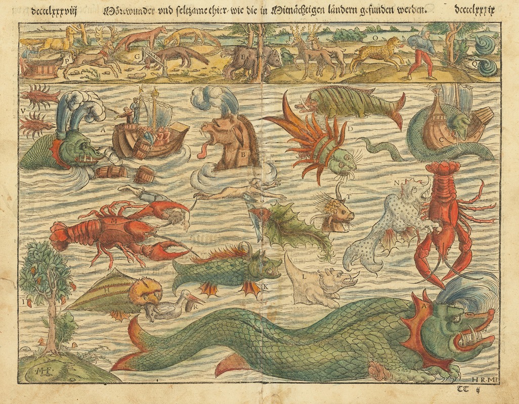 Sebastian Münster - Chart of Sea Monsters