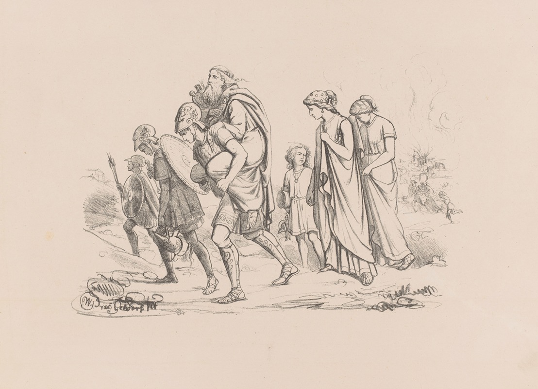 Wilhelmus Petrus van Geldorp - Aeneas flees Troy with his family