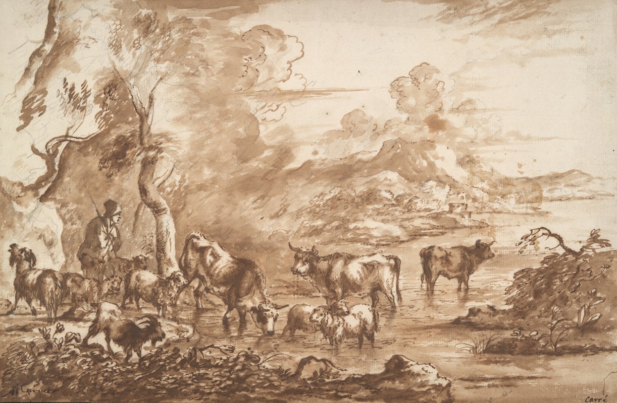 Michiel Carree - Cattle in a watering place