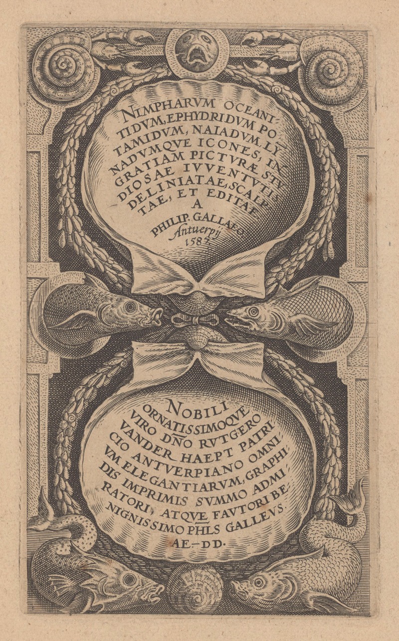 Philip Galle - Nimpharum oceanitidum, ephydridum potamidum, naiadum, lynadumque icones – title page