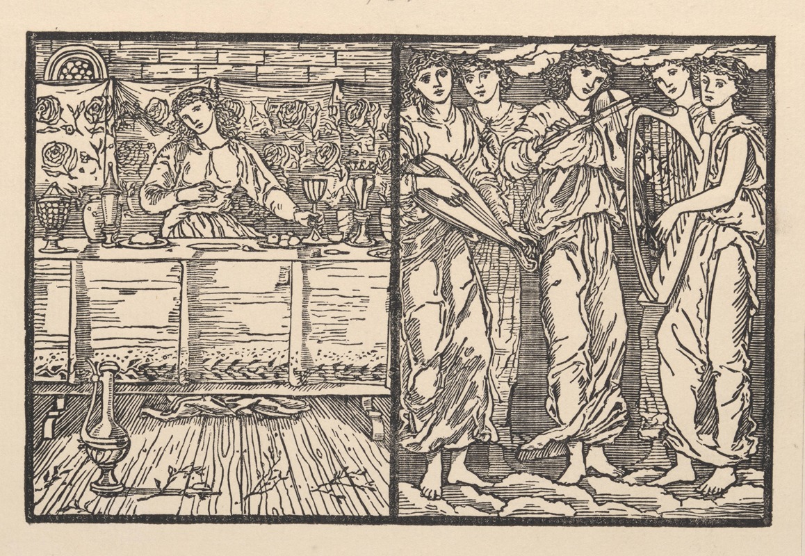 Sir Edward Coley Burne-Jones - Psyche at the feast; The invisible musicians