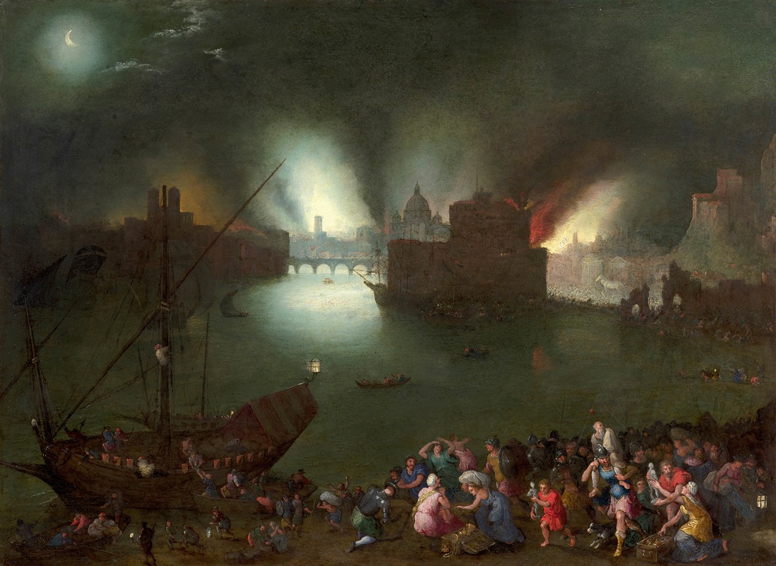 Jan Brueghel The Elder - Aeneas rescuing his father from the burning Troy